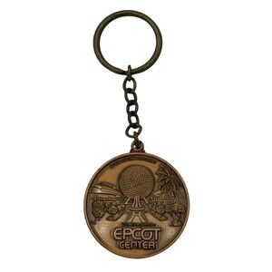 Vintage 1982 Disney Walt Disney World Epcot Center Golden Bronze Coin Keychain